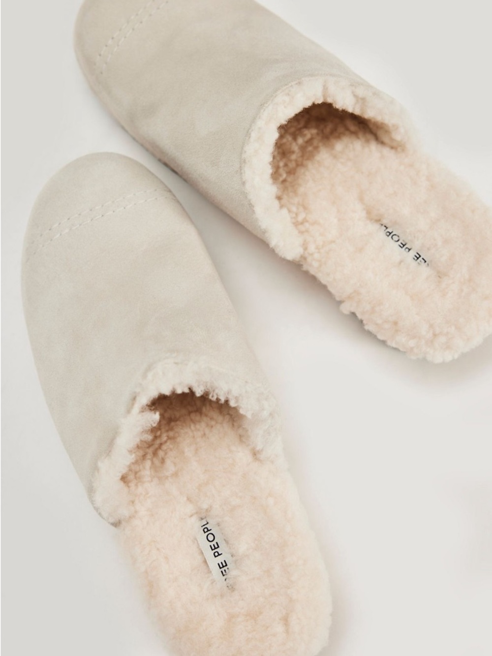 Free People Soft Cream Faux-Shearling Slip-On Slippers